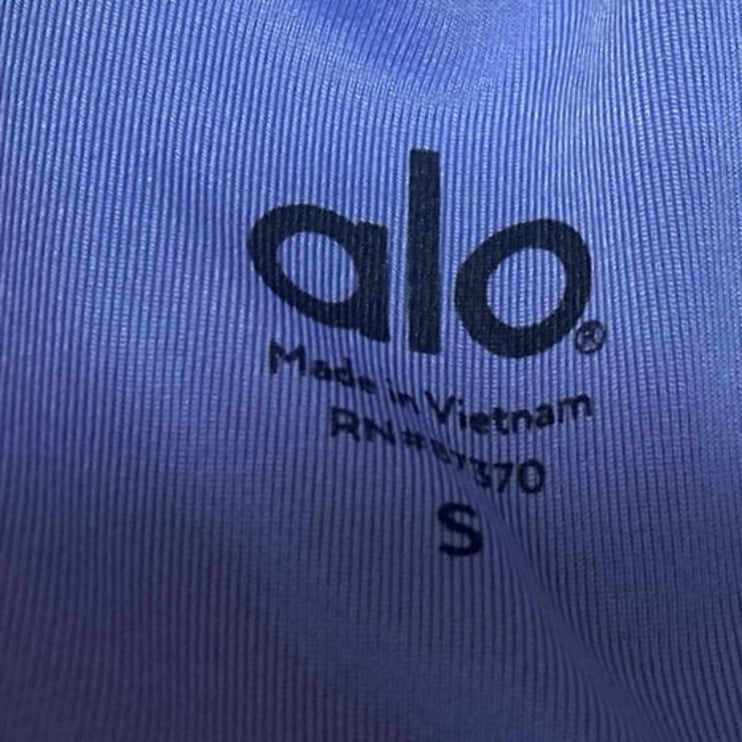 Alo Blue Heathered Sleeveless Strappy Workout Athletic Sports Bra Crop Top Sz S