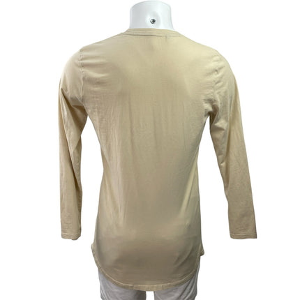Gymshark Men's Cream Beige Long Sleeve Crew Neck Basic T Shirt Tee Top Size M