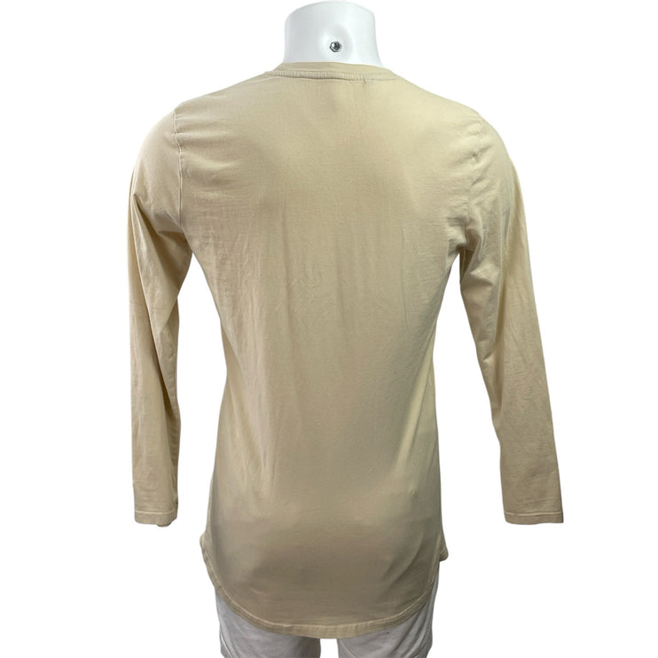 Gymshark Men's Cream Beige Long Sleeve Crew Neck Basic T Shirt Tee Top Size M