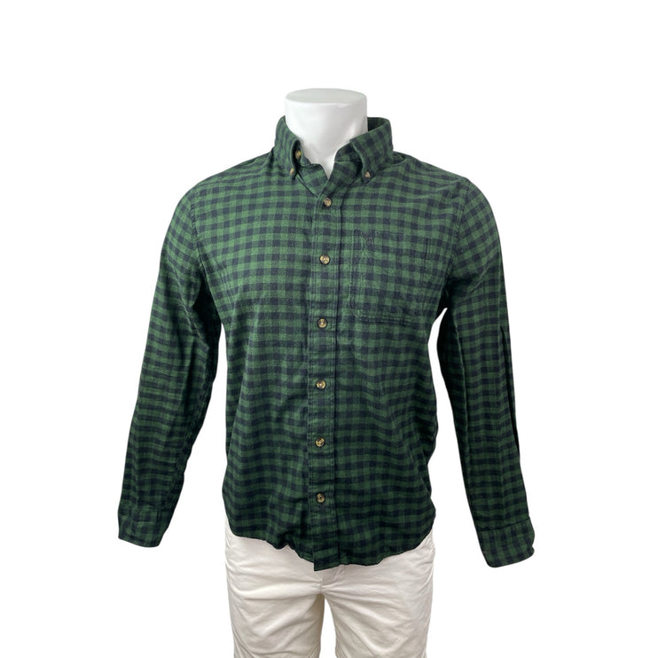 Abercrombie & Fitch Muscle Men's Green Plaid Long Sleeve Button Down Shirt Top S
