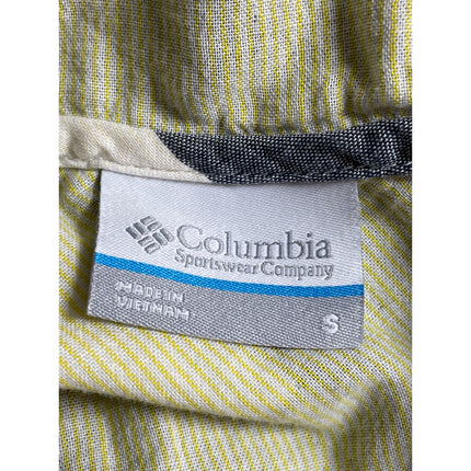 Columbia Womens Blue Plaid Flannel Long Sleeve Hoodie Button Up Shirt Top Size S