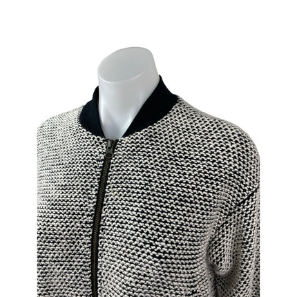 Marine Layer Birdseye Black White Full Zip Cropped Bomber Coat Jacket Size M