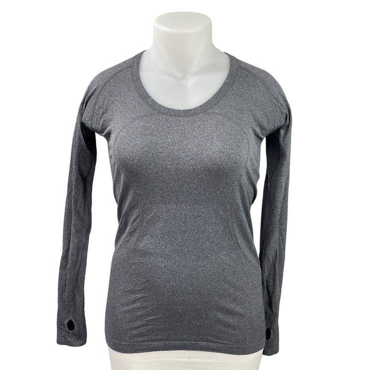 Lululemon Swiftly Tech Gray Long Sleeves Thumbholes Athletic Tee T-shirt Top 10