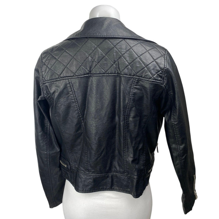 Bernardo Women's Black Faux Leather Vegan Long Sleeve Biker Motorcycle Jacket XS