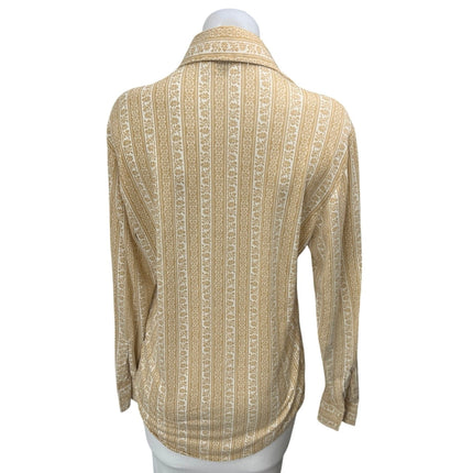 Towncraft Penneys Yellow Floral Striped Long Sleeve Button Down Shirt Top Size S