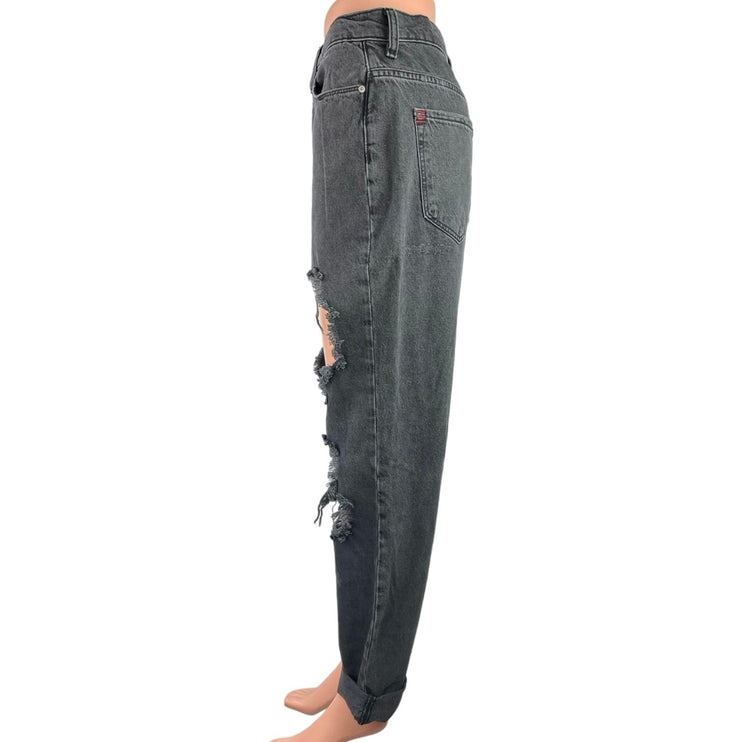 Urban Outfitters BDG Black Washed Distressed High Rise Straight Leg Jeans Sz 27