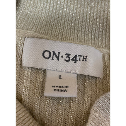 On 34th Cream Beige Sleeveless Turtleneck Ribbed Knit Tank Bodysuit Top Size L