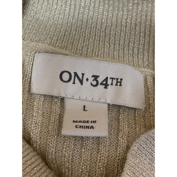 On 34th Cream Beige Sleeveless Turtleneck Ribbed Knit Tank Bodysuit Top Size L