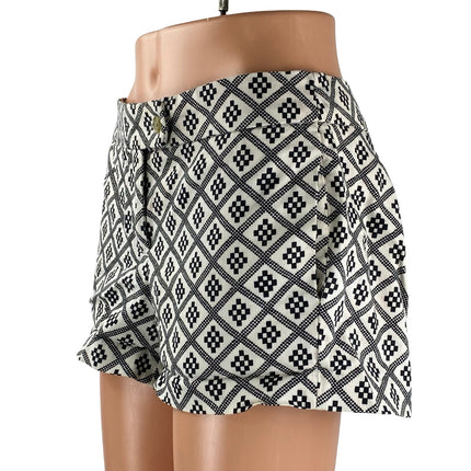 J,Crew Women's Black Geometric Argyle Stretch Mid Rise Mini Casual Shorts Size 6