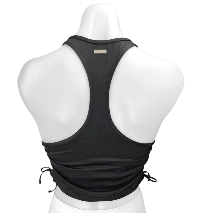 Alala Women's Black Sleeveless Racerback Ruched Sides Pullover Crop Tank Top S