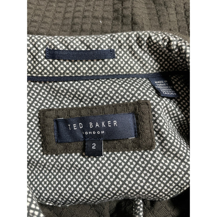 Ted Baker Men's Olive Green Long Sleeve Textured Pocket Polo Sweater Top Size S