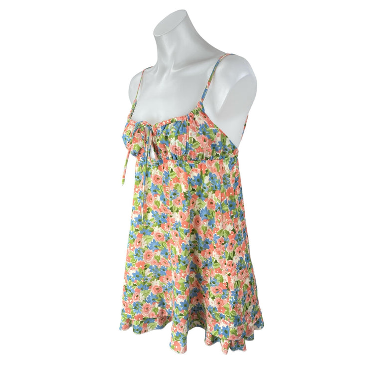 Princess Polly Multicolor Floral Bustier Sleeveless Cami Babydoll Mini Dress 0
