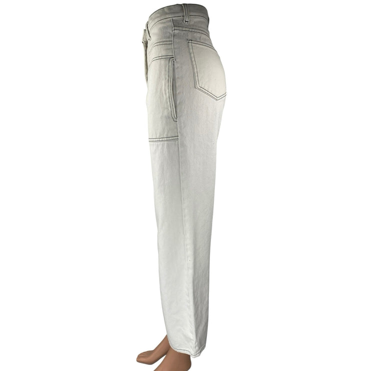 Oh My T Shirt Women's White High Waisted Wide Leg Baggy Denim Jeans Pants Sz 25