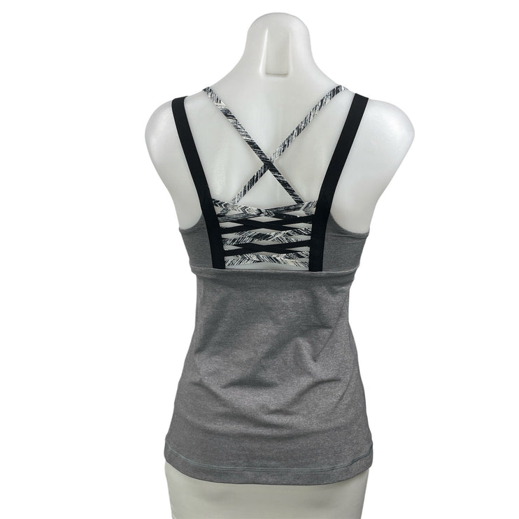 Lululemon Hot To Street Womens Gray Strappy Zip Workout Athletic Tank Top Size M