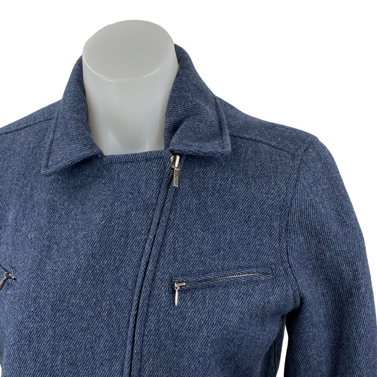 Lauren Ralph Lauren Navy Blue Long Sleeve Asymmetric Zip Moto Biker Jacket Sz S