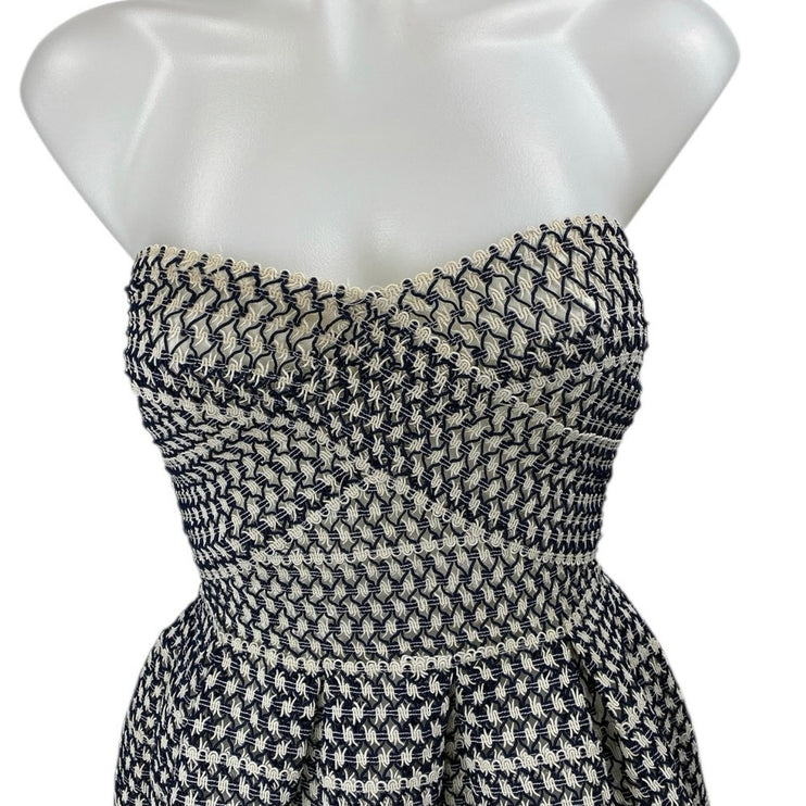 Wow Couture Black White Sleeveless Strapless Mini Babydoll Fit & Flare Dress S