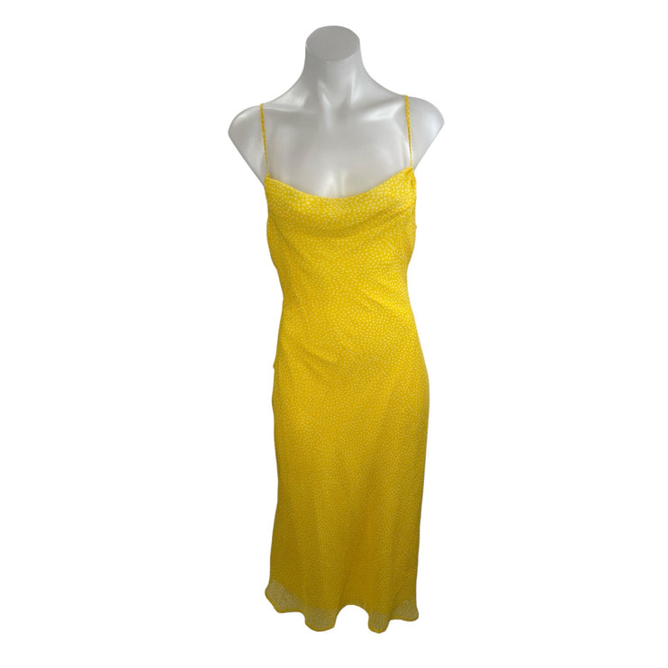 Urban Outfitters Yellow Dotted Polka Dots Sleeveless Cowl Neck Cami Slip Dress S