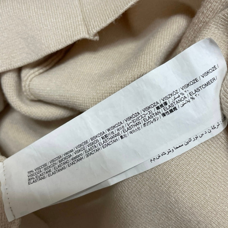 MNG Mango Women's Beige Knit Mock Neck 1/4 Zip Long Sleeve Sweater Top Size XL