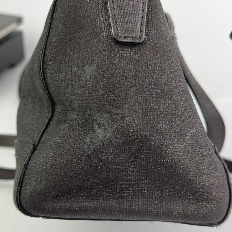 Coach Saffiano Women's Black Leather Adjustable Mini Satchel Handbag Crossbody