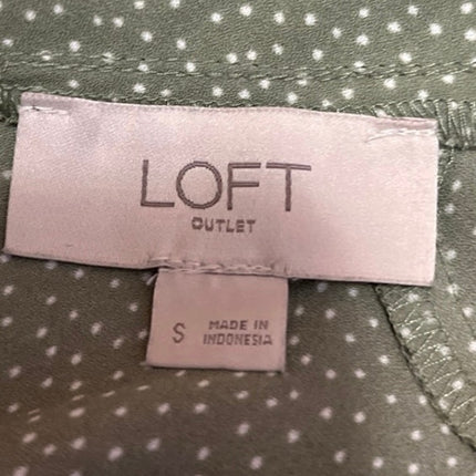 Ann Taylor LOFT Green Polka Dots Short Sleeve Ruffle Babydoll Blouse Top Size S