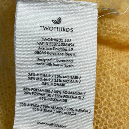 Two Thirds Women's Yellow Alpaca Button Down Long Sleeve Cardigan Sweater Top M