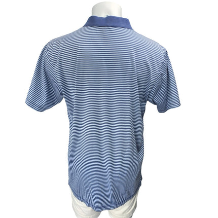Peter Millar Men's Blue White Striped Golf Short Sleeve Polo Shirt Top Size  L