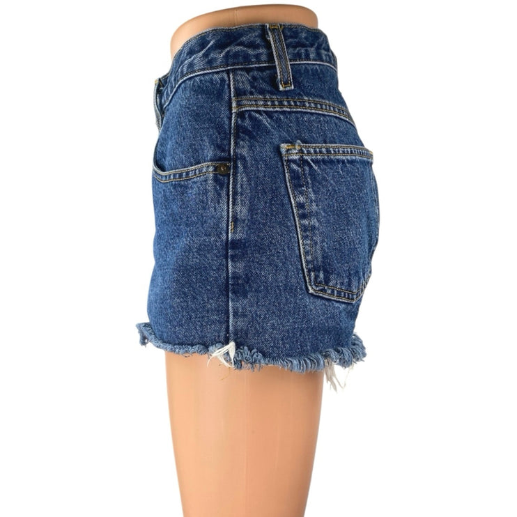 Cruel Girl Blue Slim Fit High Waist Frayed Raw Hem Cut Off Denim Jeans Shorts 7