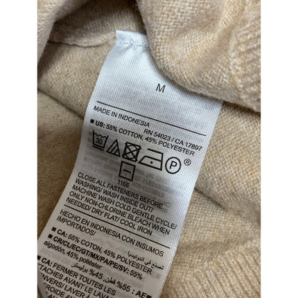 Old Navy Women's Beige Long Sleeve Crewneck Button Up Cardigan Sweater Top Sz M