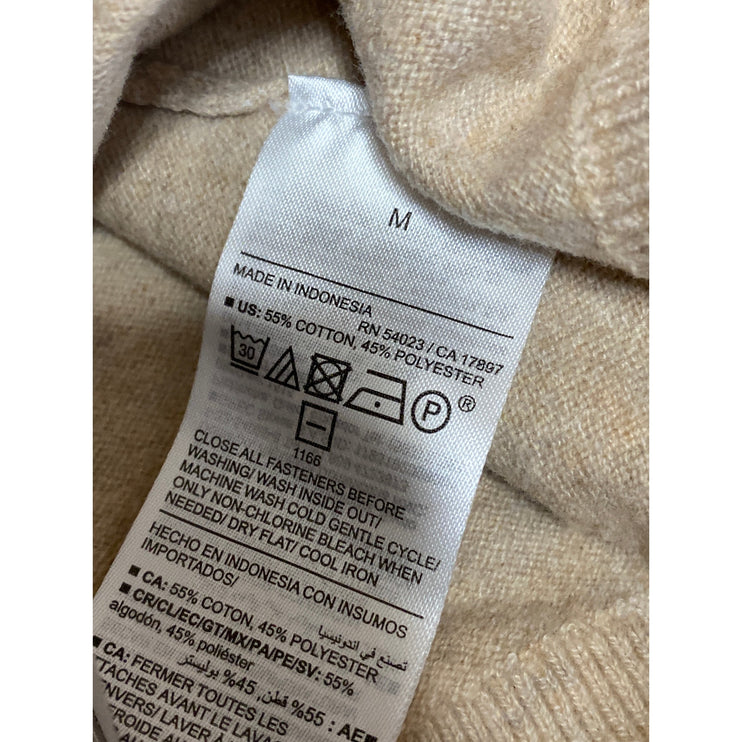 Old Navy Women's Beige Long Sleeve Crewneck Button Up Cardigan Sweater Top Sz M