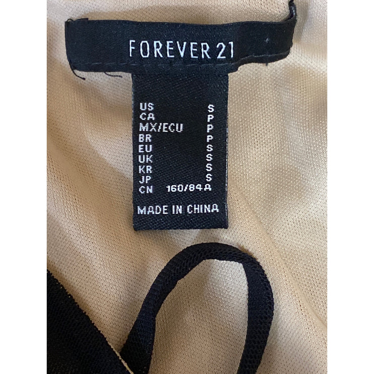 Forever 21 Black Mesh Long Sleeve Tie Knot Cutout Mini Bodycon Dress Size S