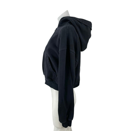 Uniqlo Black Yoga Gym Athletic Activewear Crop Hoodie Sweater Sweatshirt Top XS