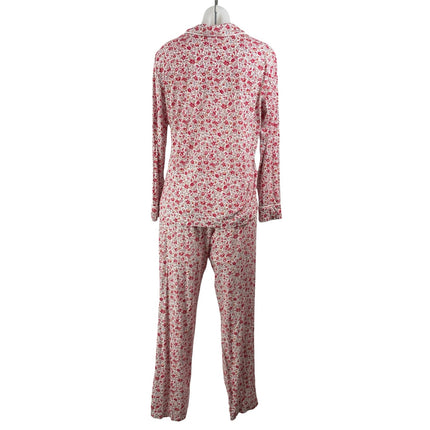 Lauren Ralph Lauren Red Floral Button Down Long Sleeve Sleepwear Pajamas Set S