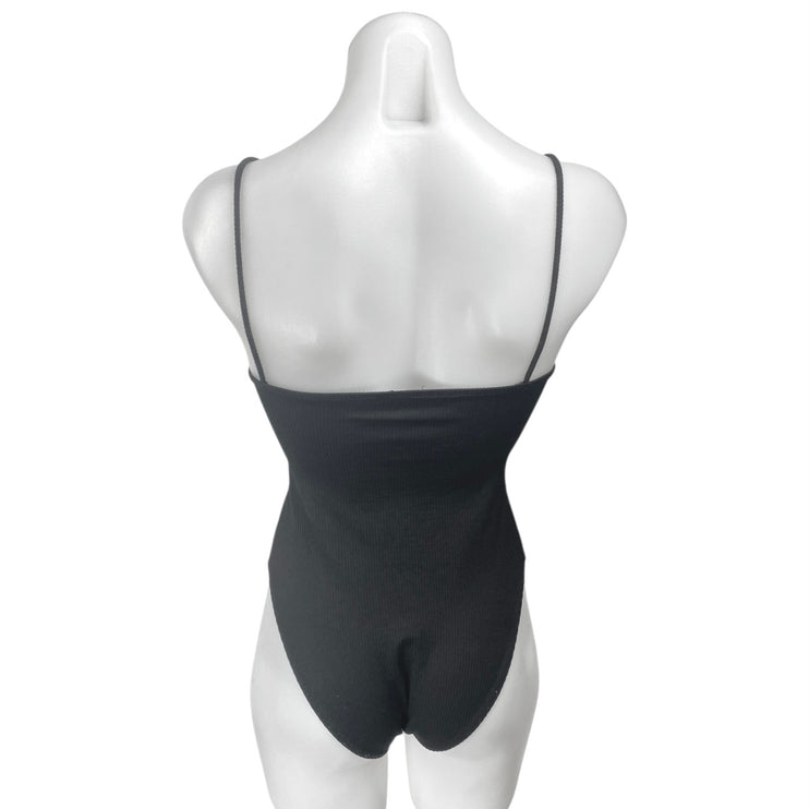 Zara Women's Black Rib Knit Sleeveless Cami Camisole Bodysuit Tank Top Size M