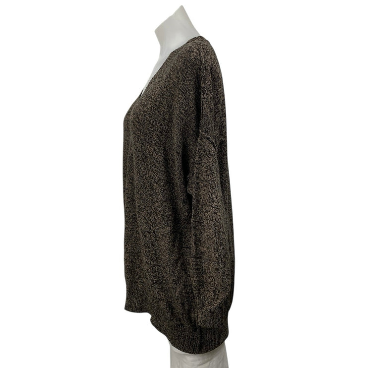 BCBGeneration Women's Gray V Neck Pullover Knit Long Sleeve Sweater Top Size M