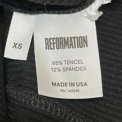 Reformation Black Ribbed Knit Sleeveless Square Neck Open Back Mini Dress Sz XS