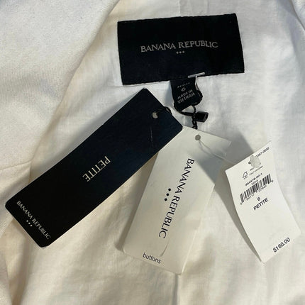 NEW Banana Republic Women's White Linen Notch Lapel Blazer Coat Jacket Size 6P
