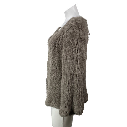 NEW New York Look Women's Taupe Faux Fur Plush Open Blazer Coat Jacket Size M