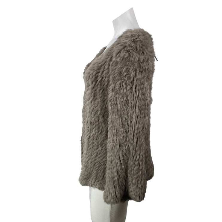 NEW New York Look Women's Taupe Faux Fur Plush Open Blazer Coat Jacket Size M