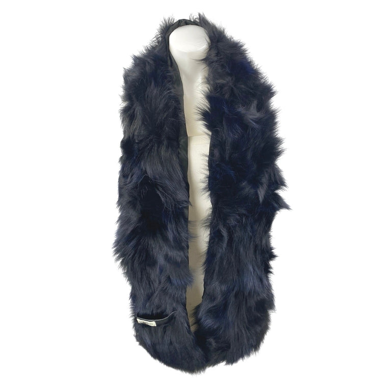 Cloppies Black Faux Fur Fleece Vest Fluffy Winter Snow Cozy Neck Scarp Wrap OS
