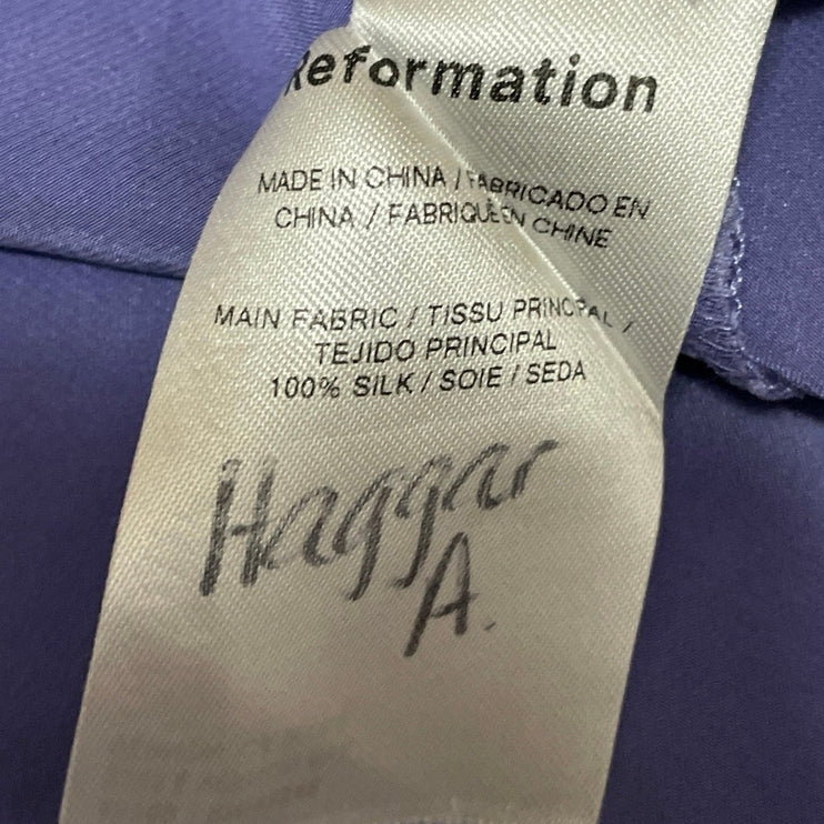 Reformation Purple Silky Satin High Waist Straight Maxi A-Line Slip Skirt Size 4