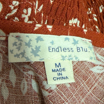 Endless Blu Brown Floral Sleeveless Smocked Cami Camisole Mini Tank Dress Size M