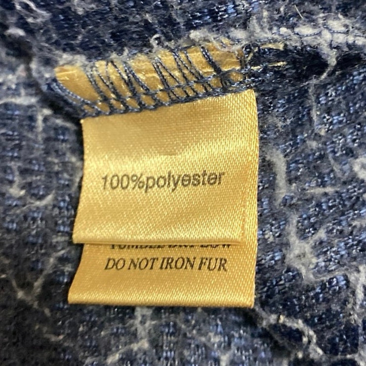 True Grit Men's Blue Faux Sherpa Long Sleeve Quarter Zip Teddy Sweater Top Sz M