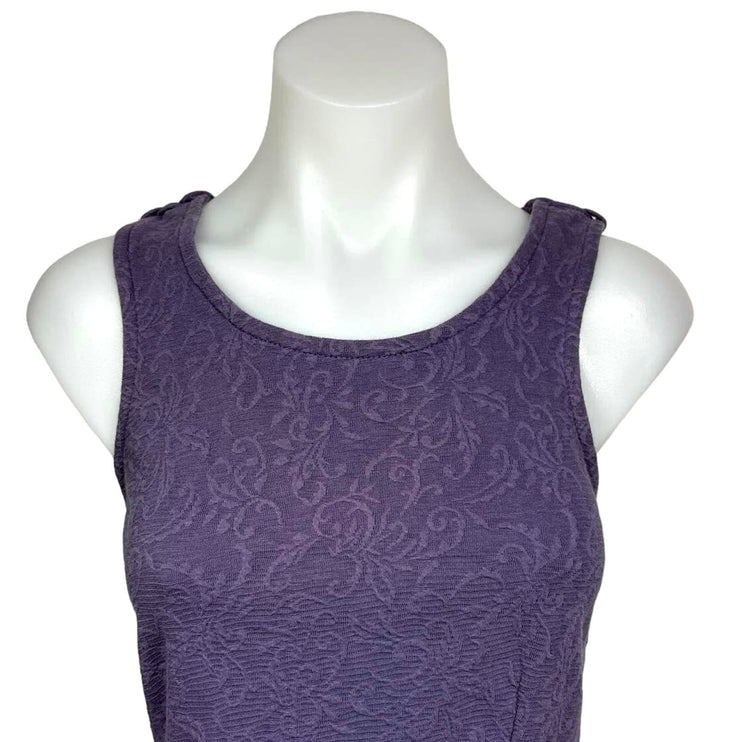 Free People Floral Cotton Purple Sleeveless Round Crochet Peplum Tank Top Size S