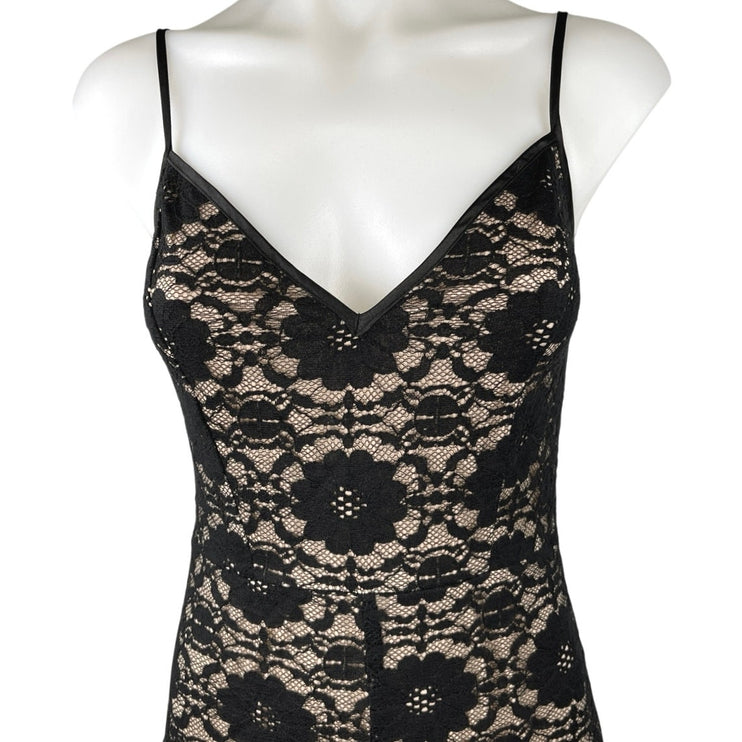 Ark & Co. Black Nude Lace Spaghetti Strap V-neck Cami Camisole Romper Jumpsuit S