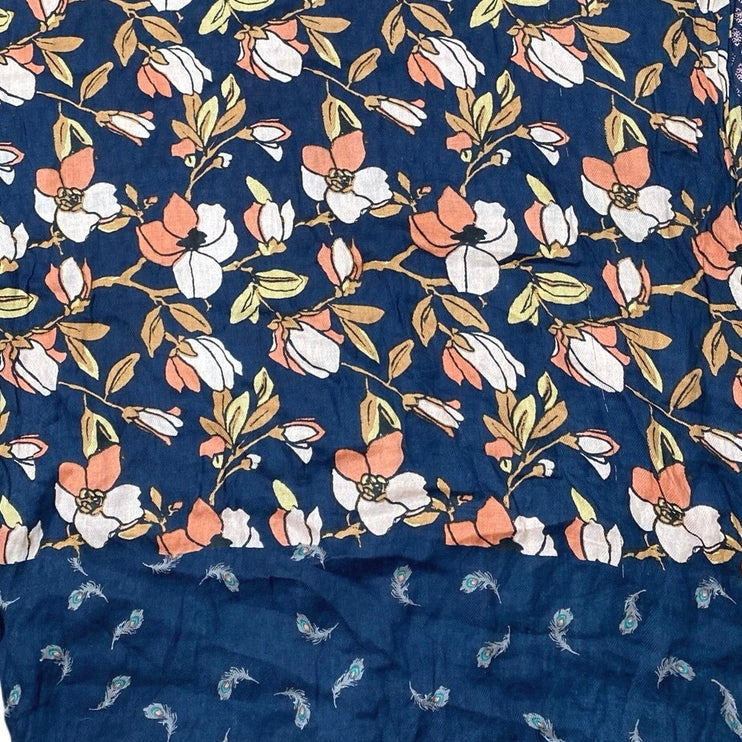 Ann Taylor LOFT Women's Navy Blue Multicolor Floral Shawl Wrap Scarf One Size