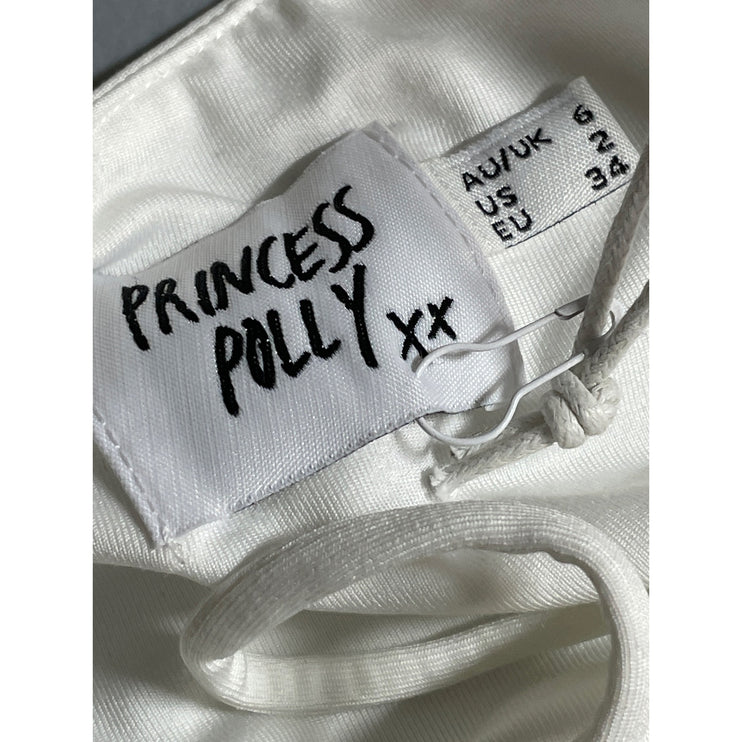 NEW Princess Polly White Long Sleeve Bustier Corset Tie Blouse Crop Top Size 2