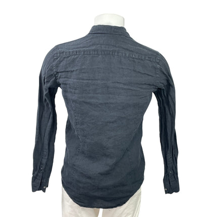 Massimo Dutti Men's Black 100% Linen Long Sleeve Button Down Shirt Top Size S