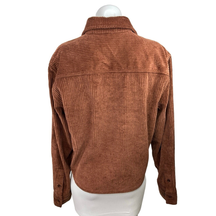 Aritzia Sunday Best Brown Corduroy Pocket Long Sleeve Button Down Shirt Size S