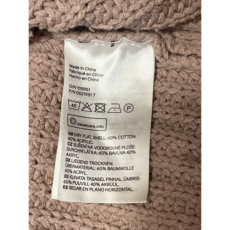 H&M Divided Women's Beige Cable Knit Mock Neck Long Sleeve Crop Sweater Top Sz M