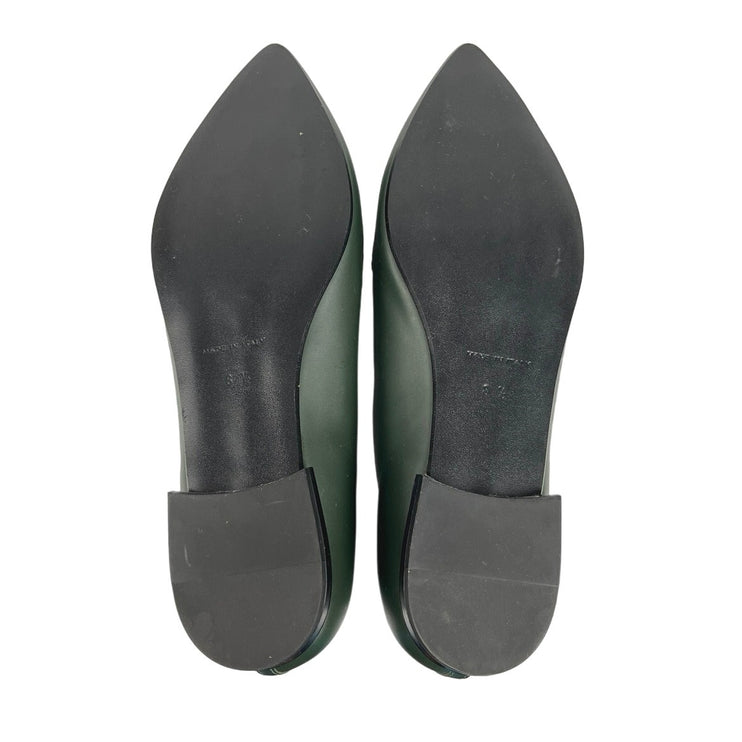 Everlane The Modern Green Leather Slip On Pointed Toe Flats Loafers Shoes Sz 8.5